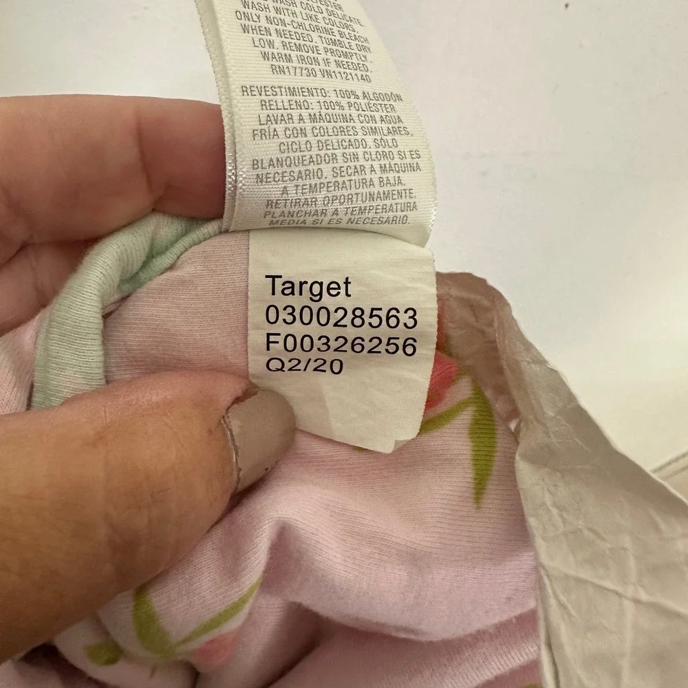 Cloud Island Crib Quilt Floral Reversible Pink Green Yellow White 030028563